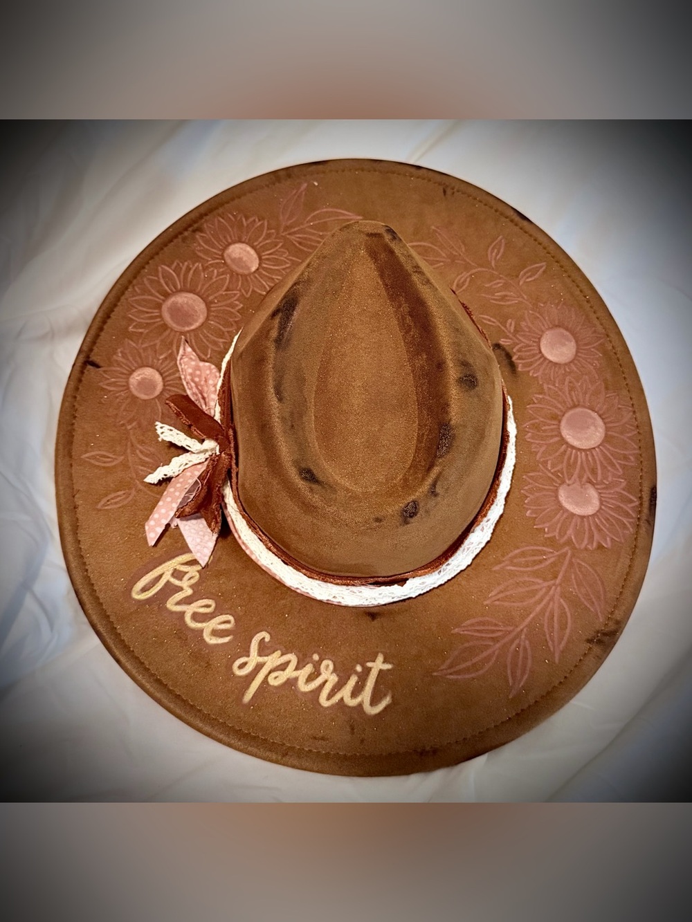Brown 'Free Spirit' Wide Brim Women’s Vegan Suede Hat